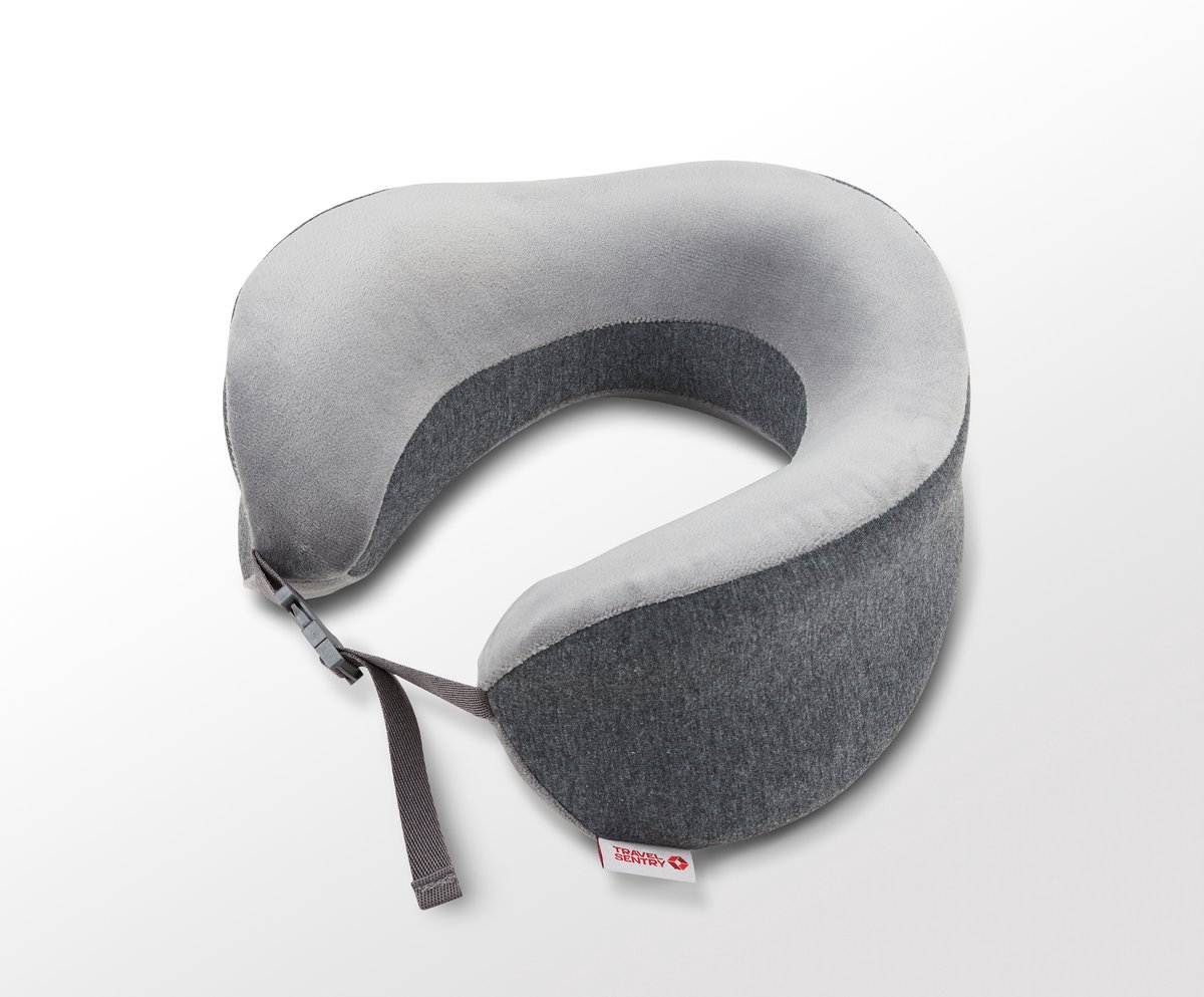 Travelsentry - Reiskussen - Reizen - Accessoire - Grijs - Memory Foam - Rpet- 24 * 24 * 12 - Voorkomt Onnodig Plastic Gebruik - Incl. Draagtasje