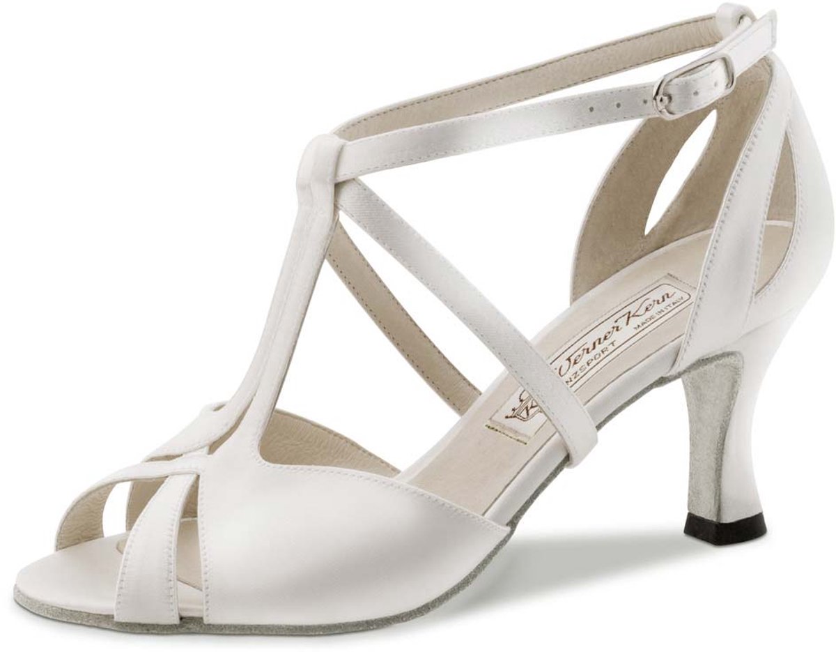 Werner Kern Francis Dansschoenen Dames Wit Satijn - Bruidsschoenen - Suede zool voor binnen - Bandjes over de wreef - Salsa, Latin, Bachata, Kizomba - Werner Kern Bridal - Wit - 33.5