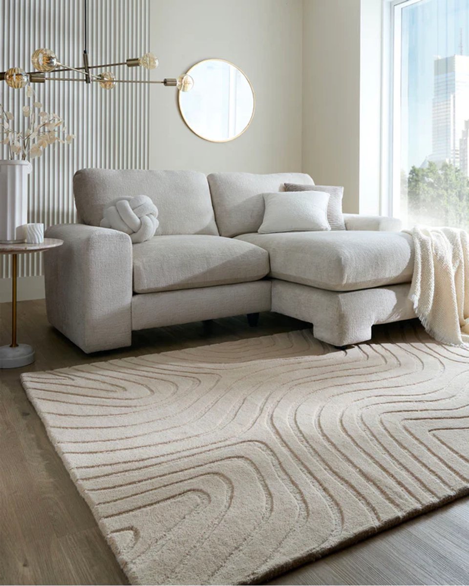 flycarpets Laagpolig Wollen Vloerkleed Mesmerize - Abstract - Naturel / Beige 120x170 cm