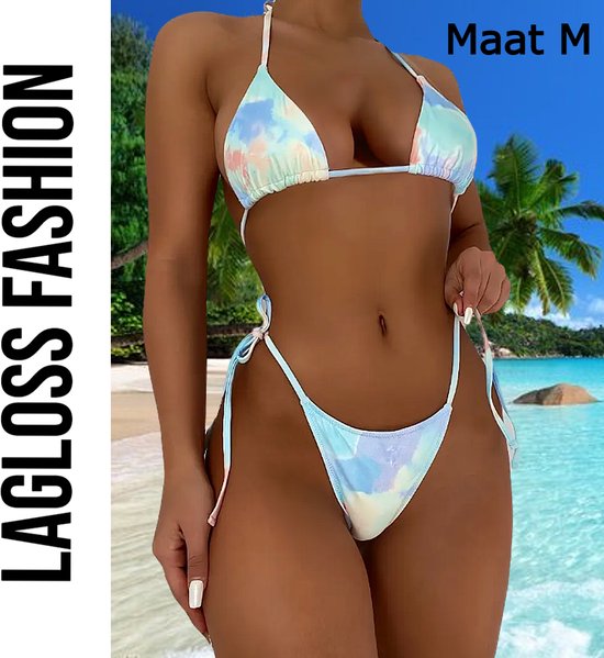 Set bikini 2 pièces LaGloss® Tie-dye Marshmallow Mint – Taille M – Mode maillots de bains femme doux et rafraîchissant
