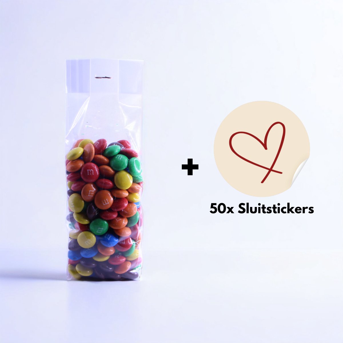 Yonico - Blokbodemzakjes Plastic Transparant - 55x35x180mm - 100% Polypropyleen - Recyclebaar - Uitdeelzakjes - Rechthoekige Blokbodem Zak - Incl. 50 sluitstickers - Voedsel Verpakking - 50 Stuks
