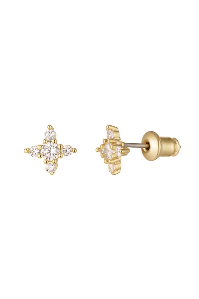 Oorknopjes met sterretjes en steentjes - Yehwang - 0,70 x 0,70 cm - Studs - Oorstekers - Dames oorbellen - Oorbellen voor kinderen - Gouden oorbellen - Kerst cadeau - Kerst sieraden - Moederdag - Valentijn - Nikkel vrij - Gouden oorknopjes