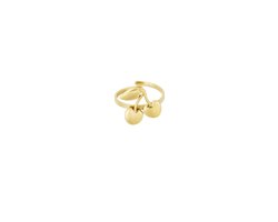 Minimalistische ring met kers - Yehwang - Verstelbare ring - Gouden ring - One size ring - Dames ring - Stainless Steel (verkleurt niet!) - Waterproof ring - Nikkel vrij - Kerst cadeau - Sinterklaas cadeau - Valentijn - Moederdag - Tiener ring
