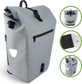 Ekostar® 2-in-1 Enkele Fietstas 24-31L - Fietstas Enkel - 100 % Waterdicht TPU - Volledig Reflecterend Grijs - Super Zichtbaar & Veilig - Fietstassen Electrische Fietsen