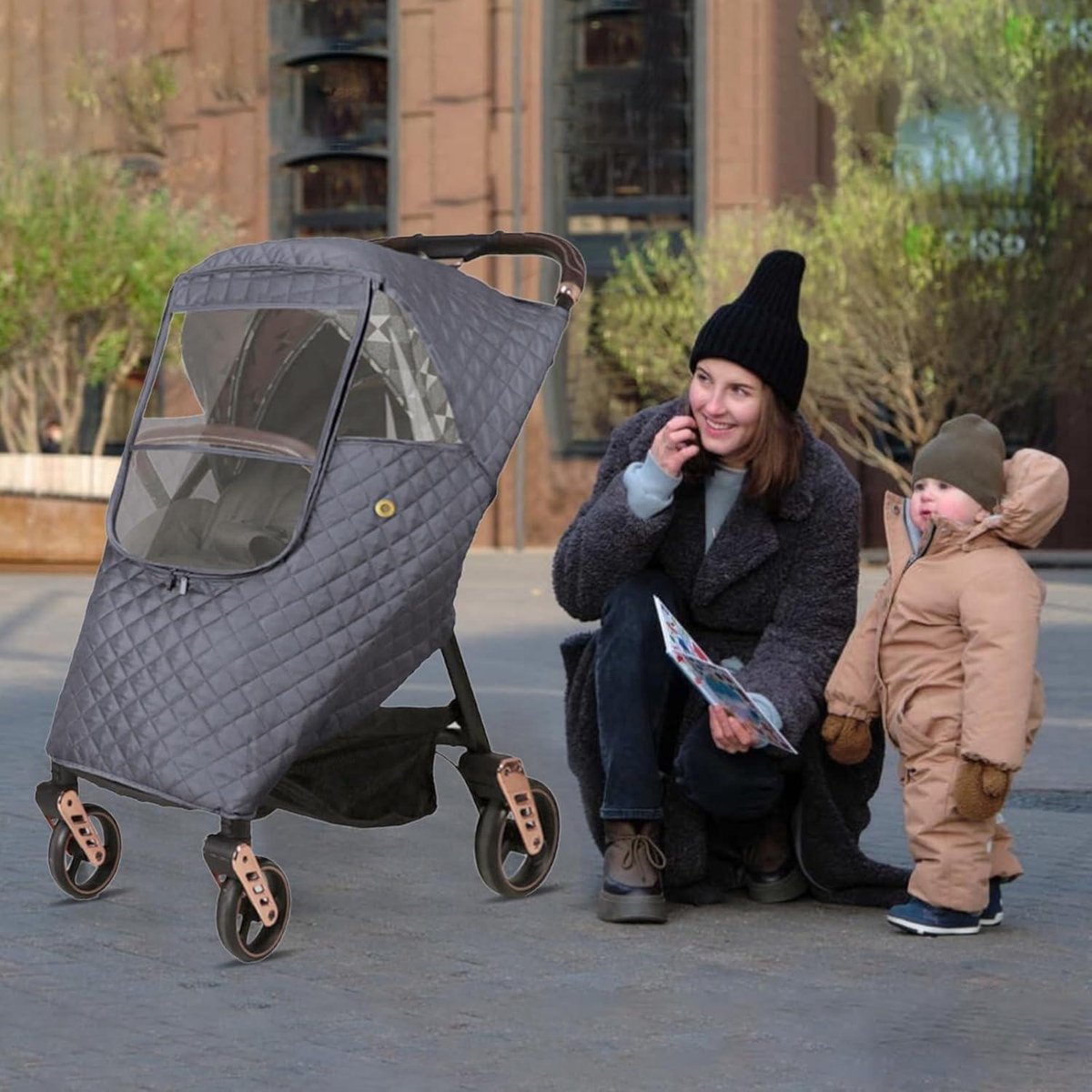 Baby Auto Regenhoes Waterdicht Warm Winter Baby Kinderwagen Cover Universele wandelwagen Uit Van De Voorruit Artifact Regenjas 5 Kleuren Baby Kinderwagen Beschermende Schaduw Paraplu