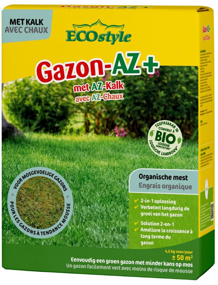 ECOstyle Gazon-AZ+ met AZ-Kalk - voor 50 m² - 4,5 KG