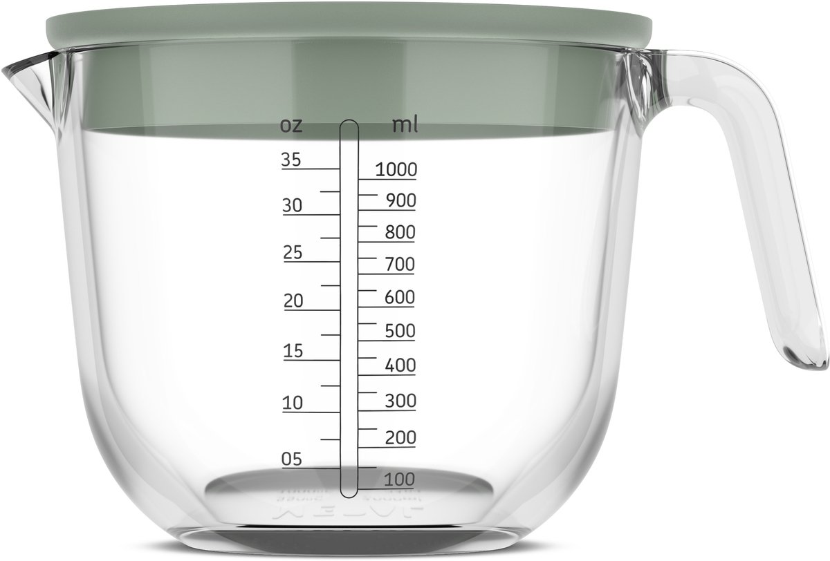 Mepal Glas maatbeker met deksel Chef it - 1 l - Maataanduiding - Vaatwasmachine-. magnetron- en ovenbestendig - Bakspullen - Nordic sage — afbeelding 2