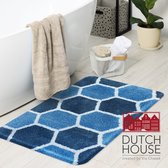 Dutch House Badmat Rennes - Badmat 60x90cm - Blauw - Antislip - Badmatten - Anti Slip Douchemat - Badkamer Mat - Snel Absorberend - Snel Drogende Badmat