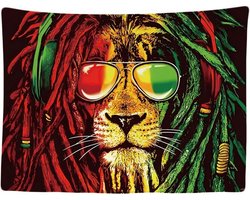 Ulticool - Reggae Rasta Jamaica Lion Glasses - Tapisserie - 200x150 cm - Groot tapisserie - Affiche