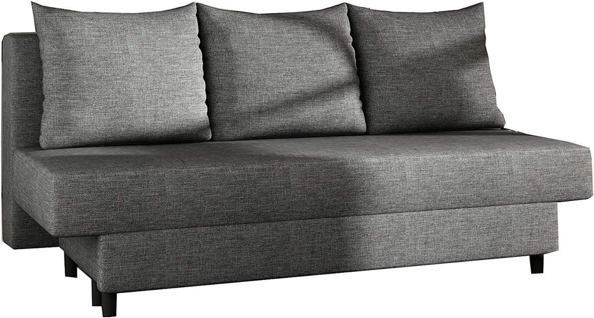 Slaapbank met slaapfunctie en opbergruimte – Comfortabele en stijlvolle bank voor elke woonkamer – KAMAZO – Donkergrijs (Sawana 05)