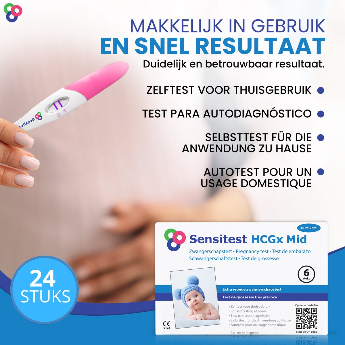 Sensitest Zwangerschapstest Midstream – 24 stuks – 10 mIU/ml – Test vanaf 6 dagen vóór menstruatie – Uitslag in 5 minuten – Inclusief handleiding & zwangerschapskalender – foto 8