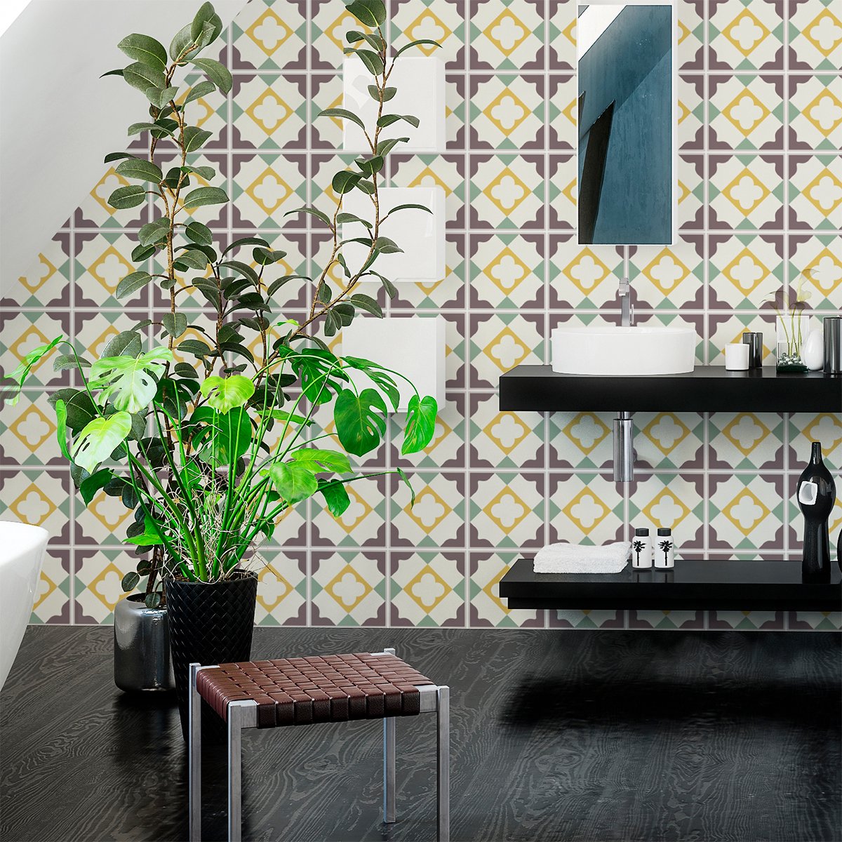 Ambiance Sticker Zelfklevende tegelmuurstickers voor keuken en badkamer - 24 Eulalia Azulejo tegelstickers - 24 stickers 15x15cm Multi color