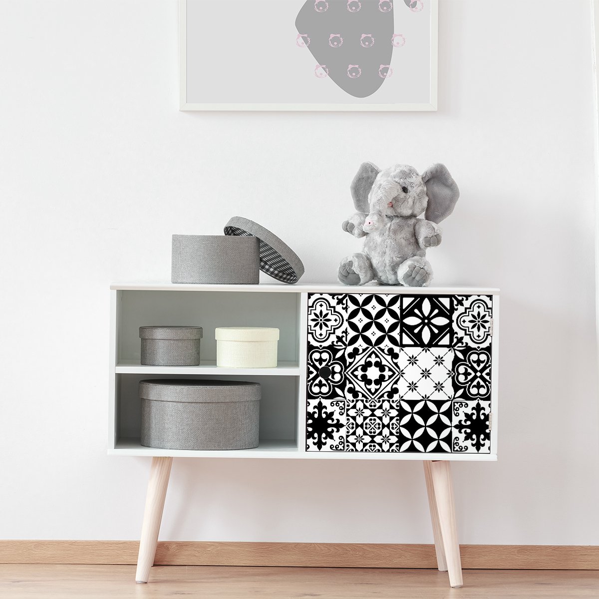 Ambiance Sticker Meubeldecoratiestickers - Zelfklevende stickers voor keuken en woonkamer - 24 LEONIDA meubeltegelstickers - 24 stickers 10x10cm Multi color