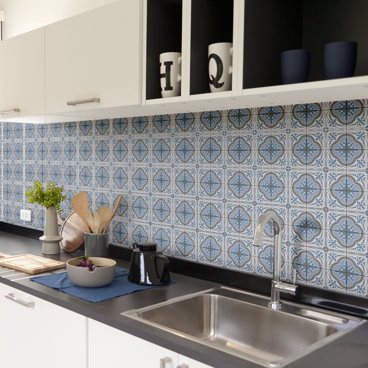 Ambiance Sticker Zelfklevende tegelmuurstickers voor keuken en badkamer - 60 Azulejos Assia tegelstickers - 60 stickers 15x15cm Multi color