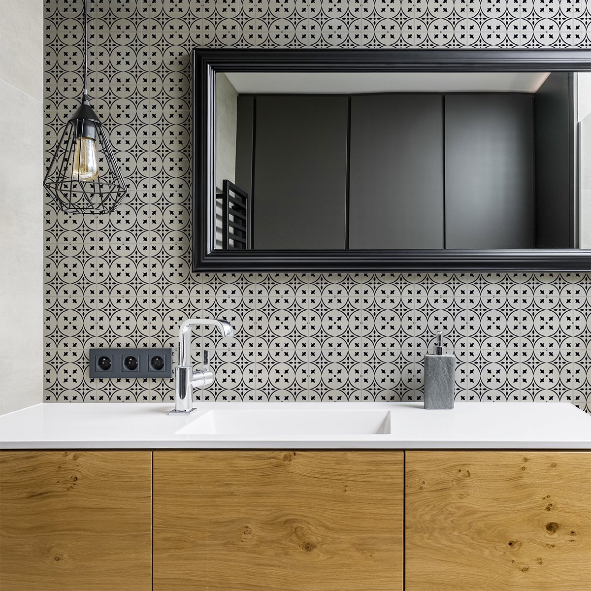 Zelfklevende tegelmuurstickers voor keuken en badkamer - 24 cementtegelstickers (AZULEJOS