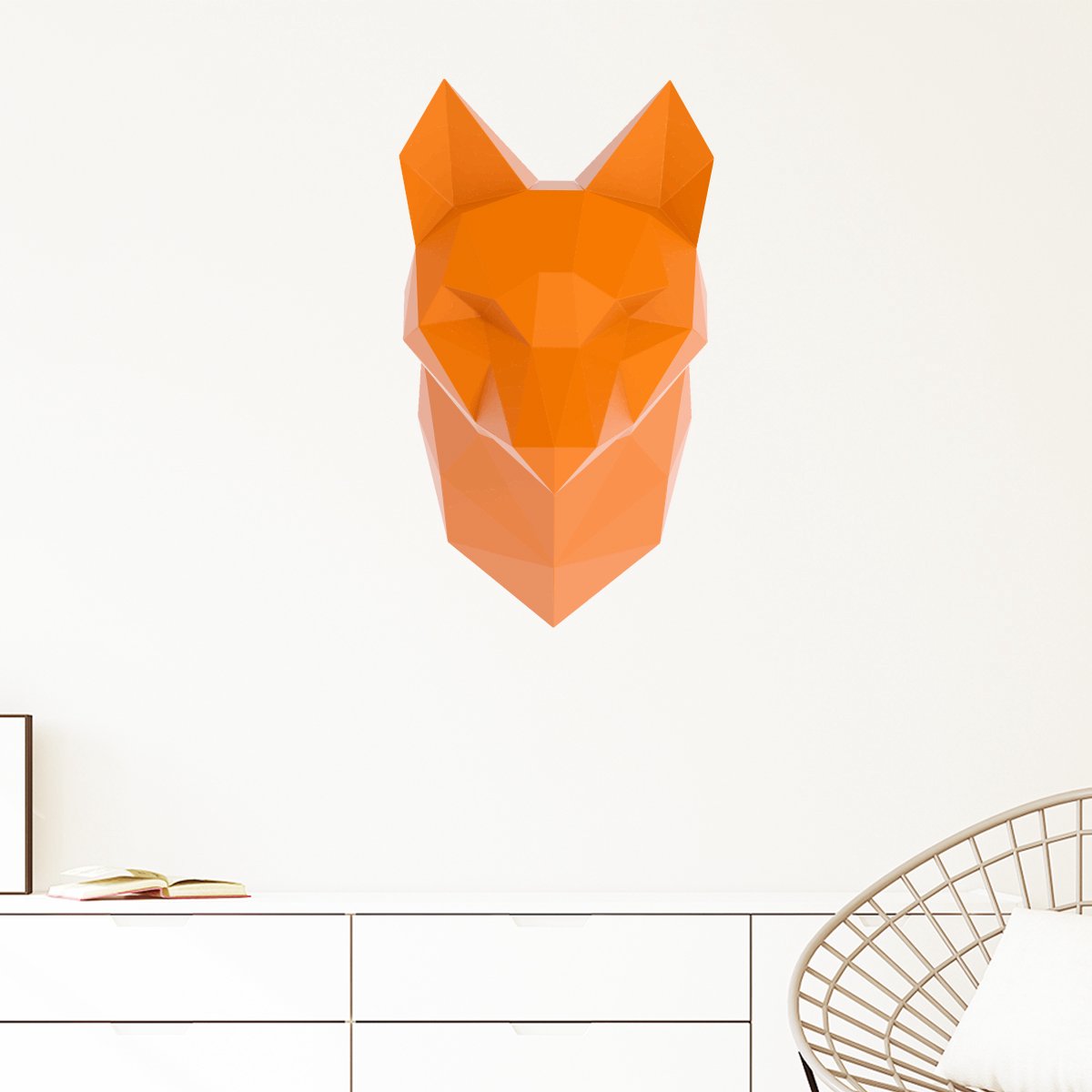 Ambiance Sticker 3D-sticker origami oranje vos 50 x 30 cm Multi color