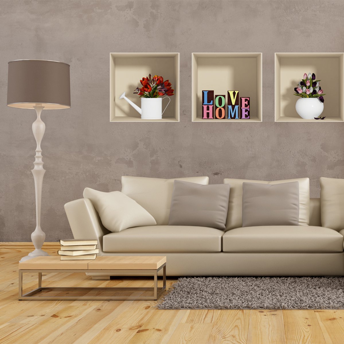Ambiance Sticker 3D-effect sticker Love Home 30 x 90 cm Multi color