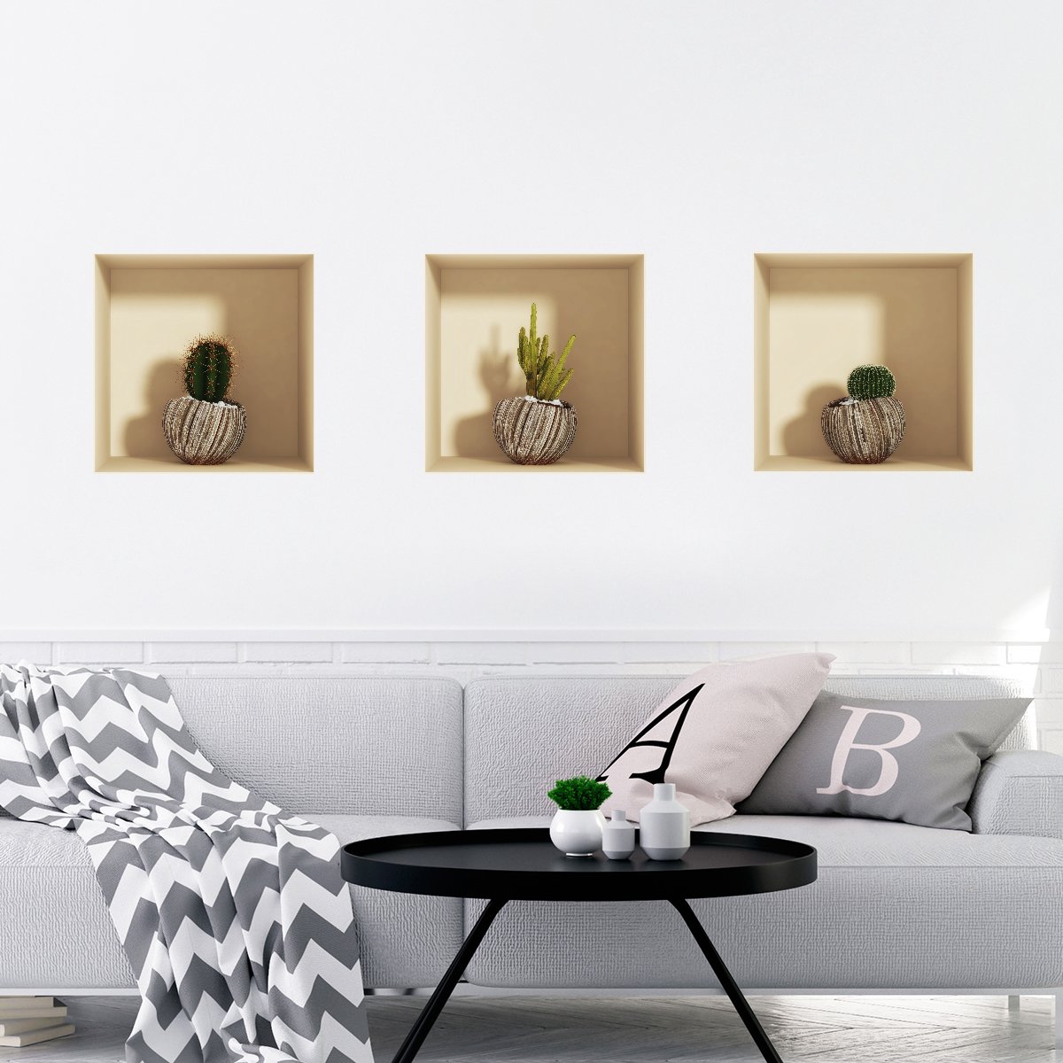 Ambiance Sticker Sticker met 3D-effect van exotische cactussen, 30 x 90 cm Multi color