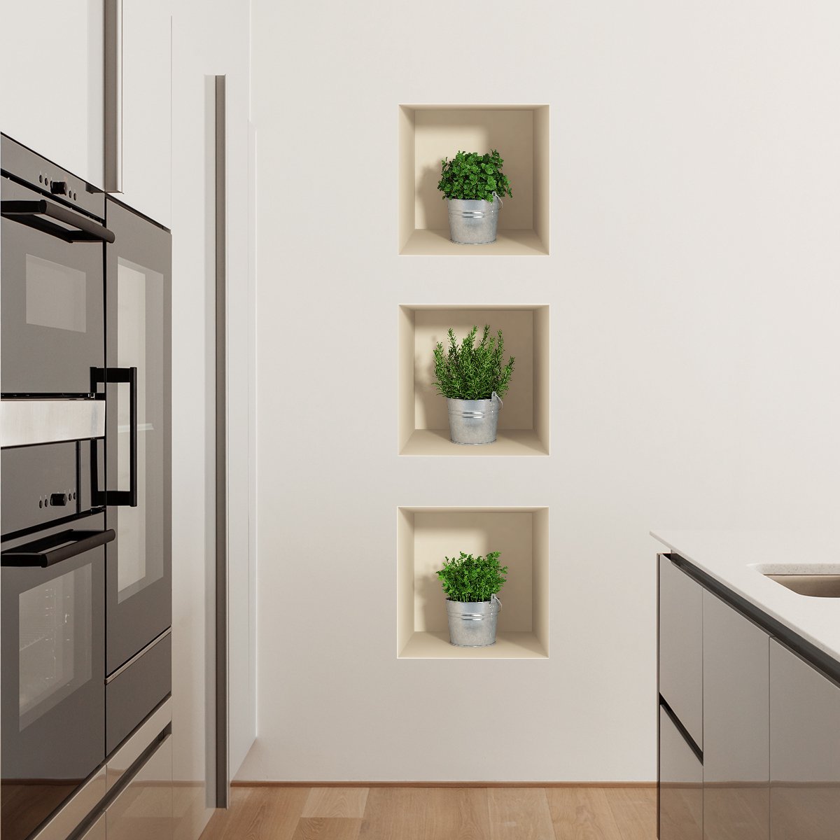 Ambiance Sticker 3D Muurstickers, 3D Kruideneffect Muursticker - 3D Zelfklevende Stickers voor Slaapkamer/Woonkamer, Trompe l'oeil - 30x90cm Multi color