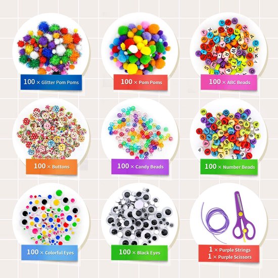 Knutseldoos Zelfmaakset-2000+PCS Creatief- Knutselpakket -Knutselwerk voor Kinderen-knutselaccessoires - Creatief Speelgoed - Knutselkoffer - Knutselset - Knutselbox - Knutselen Meisjes - Knutselen Jongens - Knutselen voor kinderen