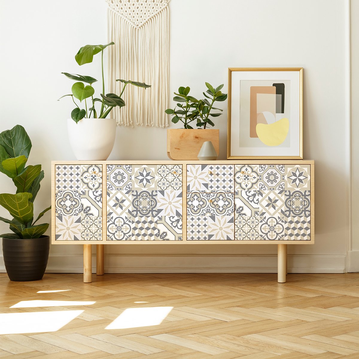 Ambiance Sticker Meubeldecoratiestickers - 30 authentieke Venetiaanse cementtegel meubelstickers - 30 stickers 20x20cm Multi color