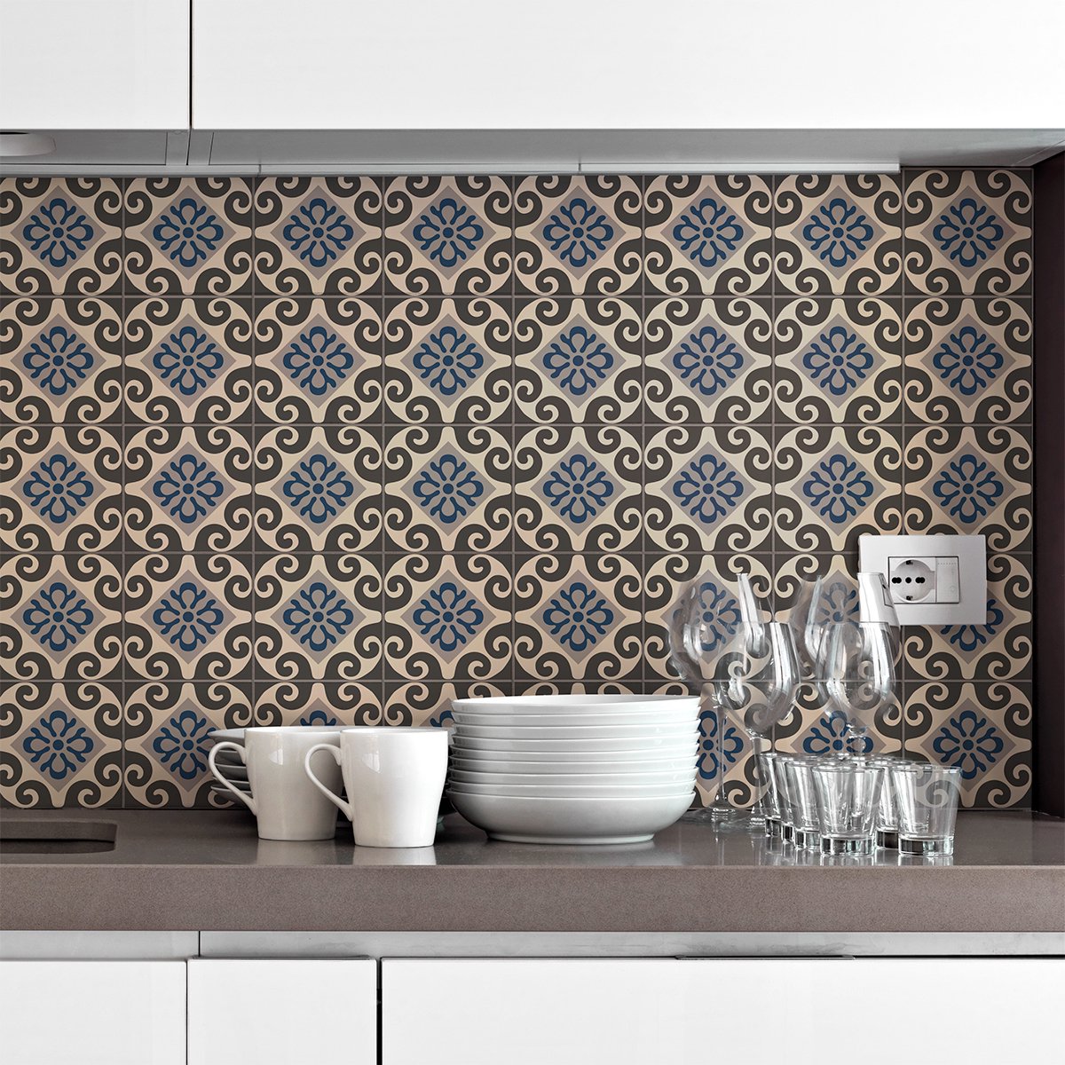 Ambiance Sticker Zelfklevende tegelmuurstickers voor keuken en badkamer - 30 Azulejos Avelina tegelstickers - 30 stickers 10x10cm Multi color