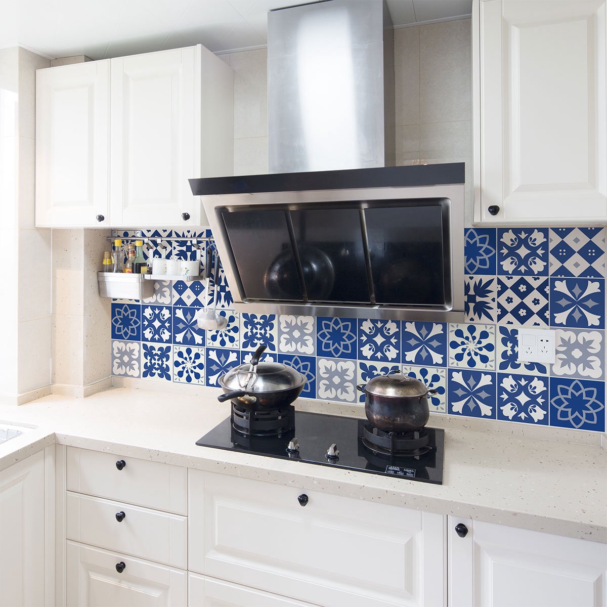 Ambiance Sticker Zelfklevende tegelmuurstickers voor keuken en badkamer - 24 Azulejos Cicolina tegelstickers - 24 stickers 15x15cm Multi color