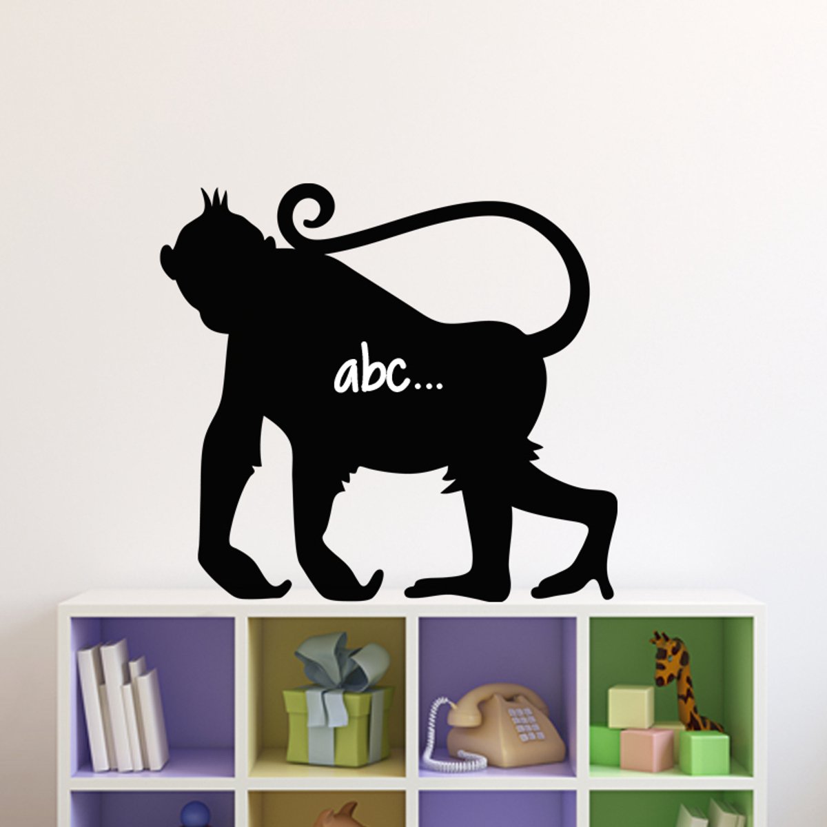 Ambiance Sticker Schoolbordsticker - uitwisbare zelfklevende muurstickers - APENSILHOUET - 90x110cm Multi color
