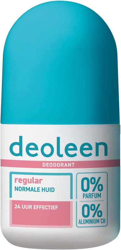 Deoleen 0% Aluminium - Deodorant Regular Roller - 24 uur effectieve bescherming - 0% parfum - Dermatologisch getest - Anti-witte strepen - 50 ml