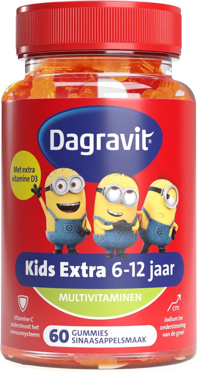 Goedkoopste Dagravit Kids Vitaminions multivitaminen 6-12 jaar - Vitamine C ondersteunt de natuurlijke weerstand - Vitamine D ter ondersteuning van de normale groei - 60 gummies