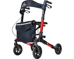 2020 Lichtgewicht rollator 4.0, Dubbel opvouwbaar, Fire-Red (6,9KG), Unieke zachte rubber banden (Comfort van een luchtband), Zachte comfortabele duwhandvatten