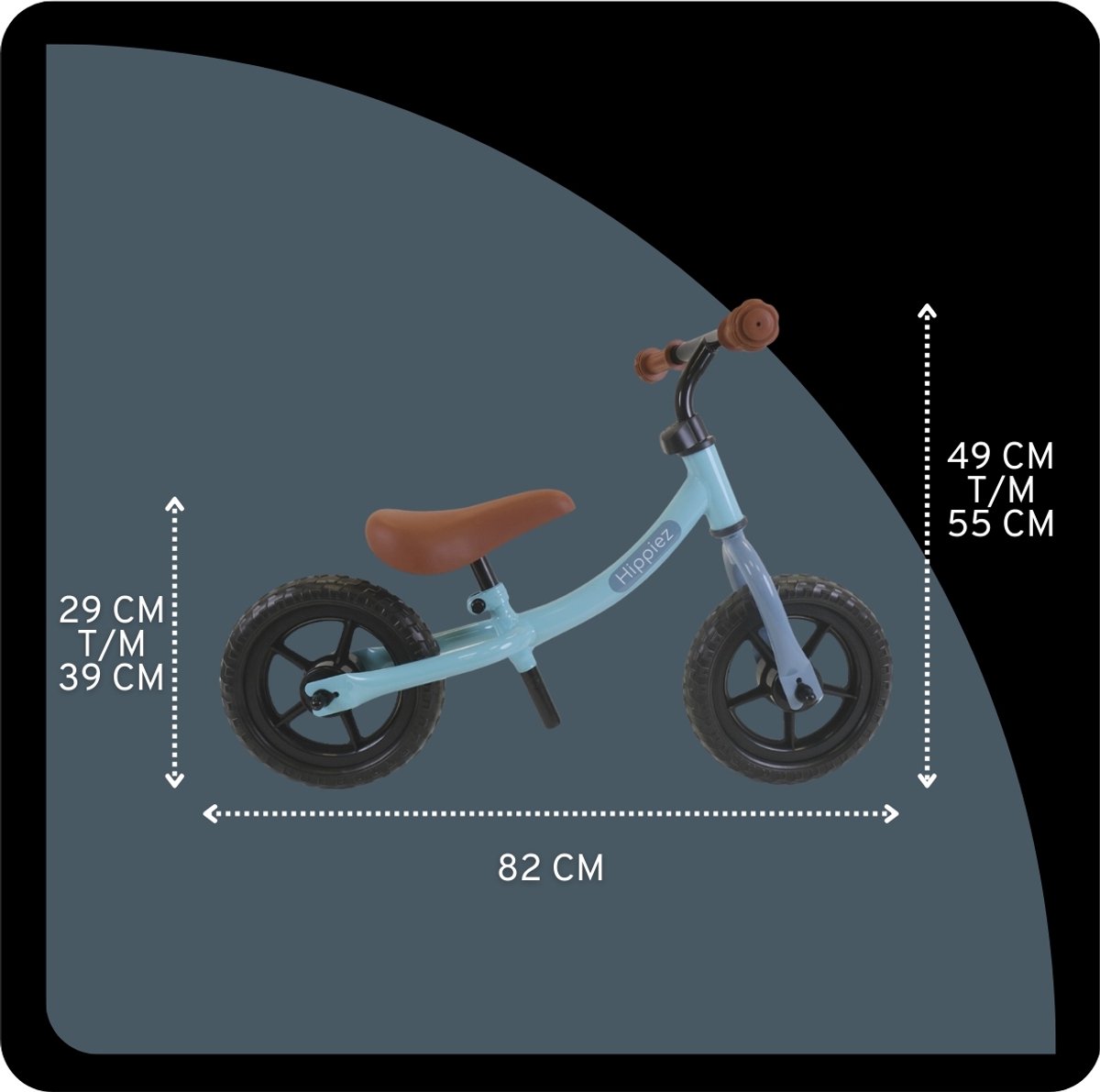 Hippiez Metalen Loopfiets Worker Old Blue vanaf 2 jaar - Blauwe Loop Fiets - Verstelbaar Zadel en Stuur - Voor Jongens - Compact en Veilig - Lage Instap — afbeelding 3