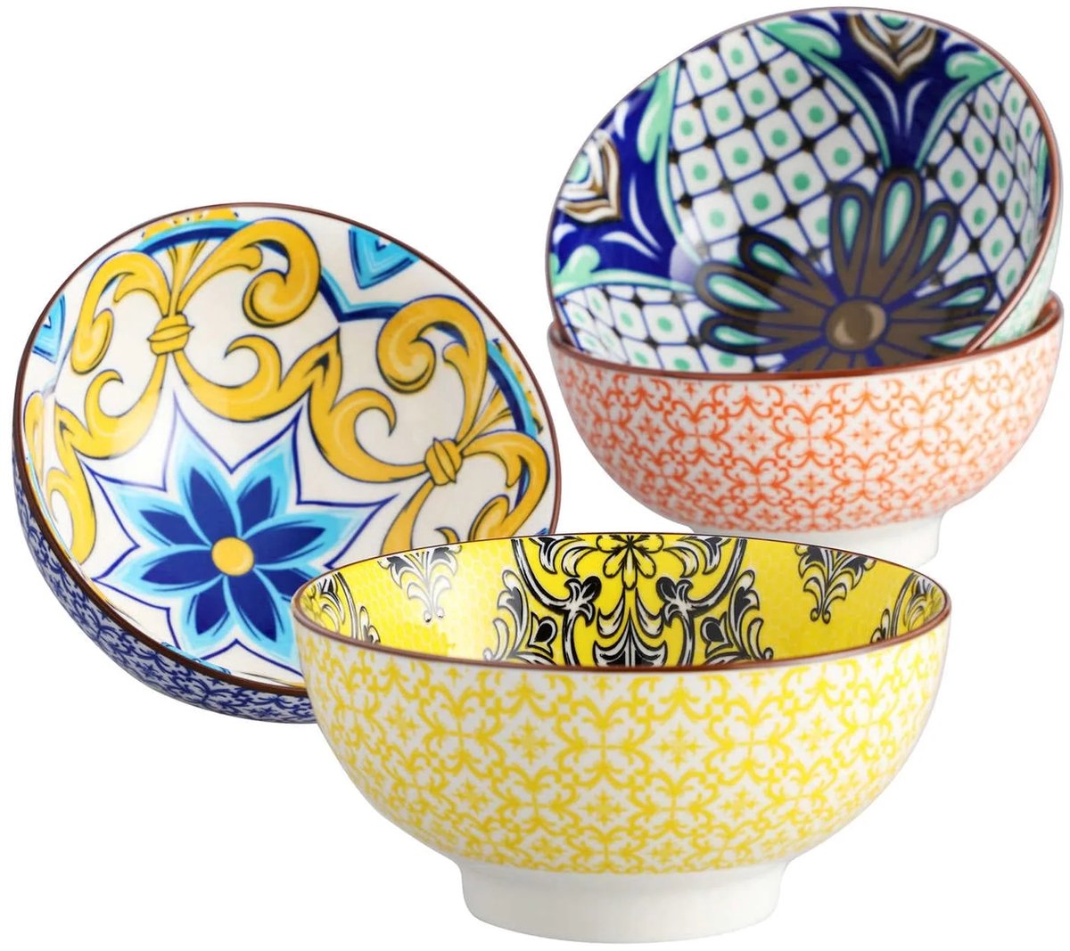 Servies - Schaaltjes - Kommen - Ontbijtkommen - Soepkommen - Set van 4 - 650ml - Porselein - Bohemian