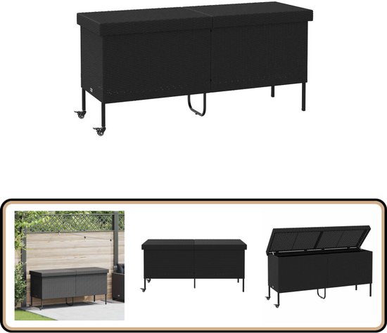VidaXL Tuinbox met wielen 283 L poly rattan zwart, opbergbox, tuinkist VidaXL Tuinbox met wielen 283 L poly rattan zwart, opbergbox, tuinkist