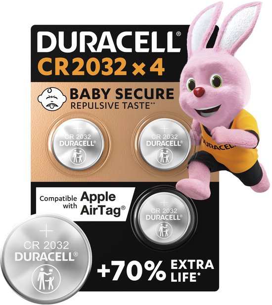 Duracell 2032 Lithium-knoopcelbatterijen - 3V, CR2032 - 4 stuks