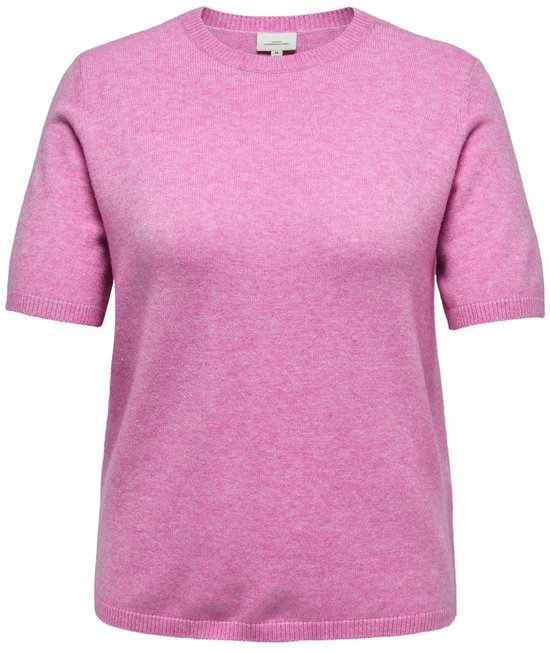ONLY CARMAKOMA CARMARGARETA SS O-NECK KNT Dames Trui - Carmine Rose Melange