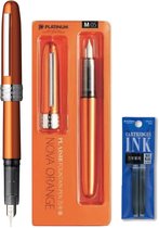 Platinum Japan - Stylo Plume Plaisir - FINE - Stylo plume - Oranje - plume : fine 03 - Avec recharges supplémentaires Blauw
