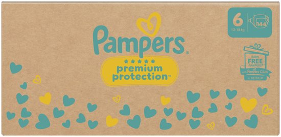 Pampers Premium Protection Maat 6, 144 Luiers, 13kg-18kg