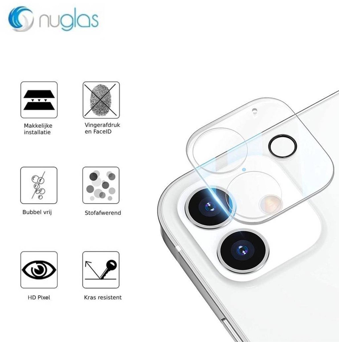 NuGlas camera lens protector voor iPhone 11 - Beschermglas iPhone - Tempered Glass