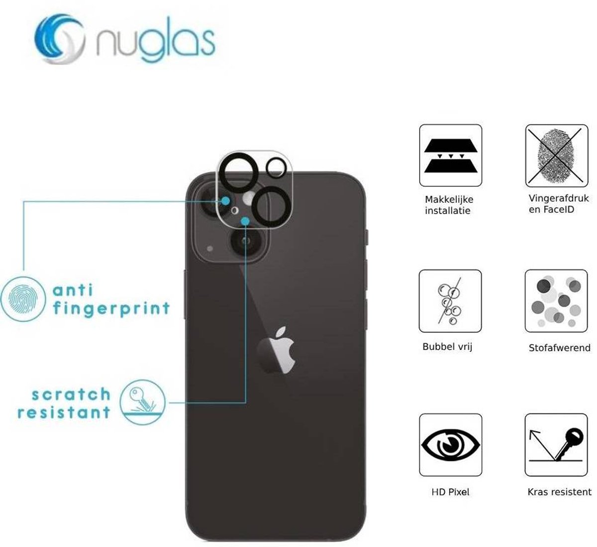 NuGlas camera lens protector voor iPhone 13 / 13 Mini - Beschermglas iPhone - Tempered Glass