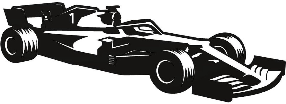 Kunst van metaal - f1 auto - wanddecoratie - industrieel - zwart gepoedercoat - staal