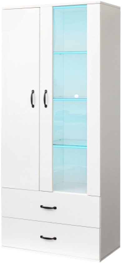 Soweiz 16 kleuren led-verlichte vitrine, 2 deuren, 2 laden