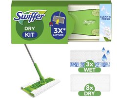 Swiffer Vloerreiniger Startset - 1 Vloerwisser + 8 Droge + 3 Vochtige Vloerdoekjes Navullingen