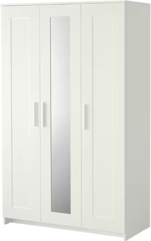 Armoire IKEA BRIMNES Blanche Avec Miroir – 3 Portes, 117x190 Cm, Neuve