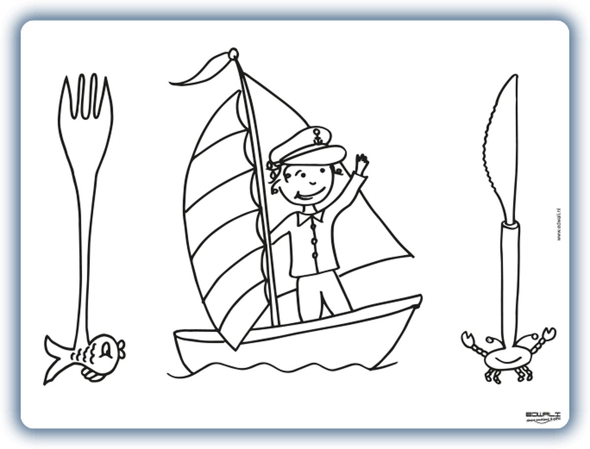 Placemat Schip ahoy - inkleurbaar en uitveegbaar - 30 x 40 cm