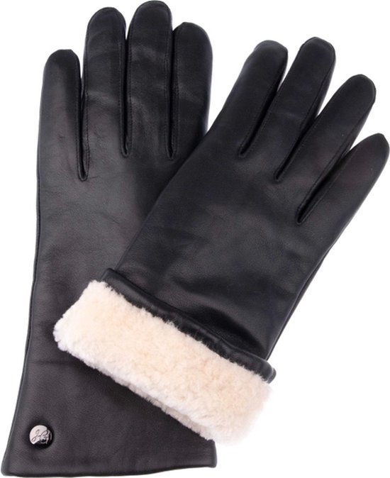Warme handschoenen dames - Touchscreen - Zwart - Nappaleer merino voering - Echt leder/wol - L