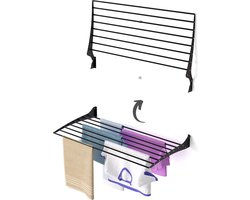 Foxydry Fold 100 black wasdroogrek wandmontage clicksysteem - 100 x 50 x 10 cm