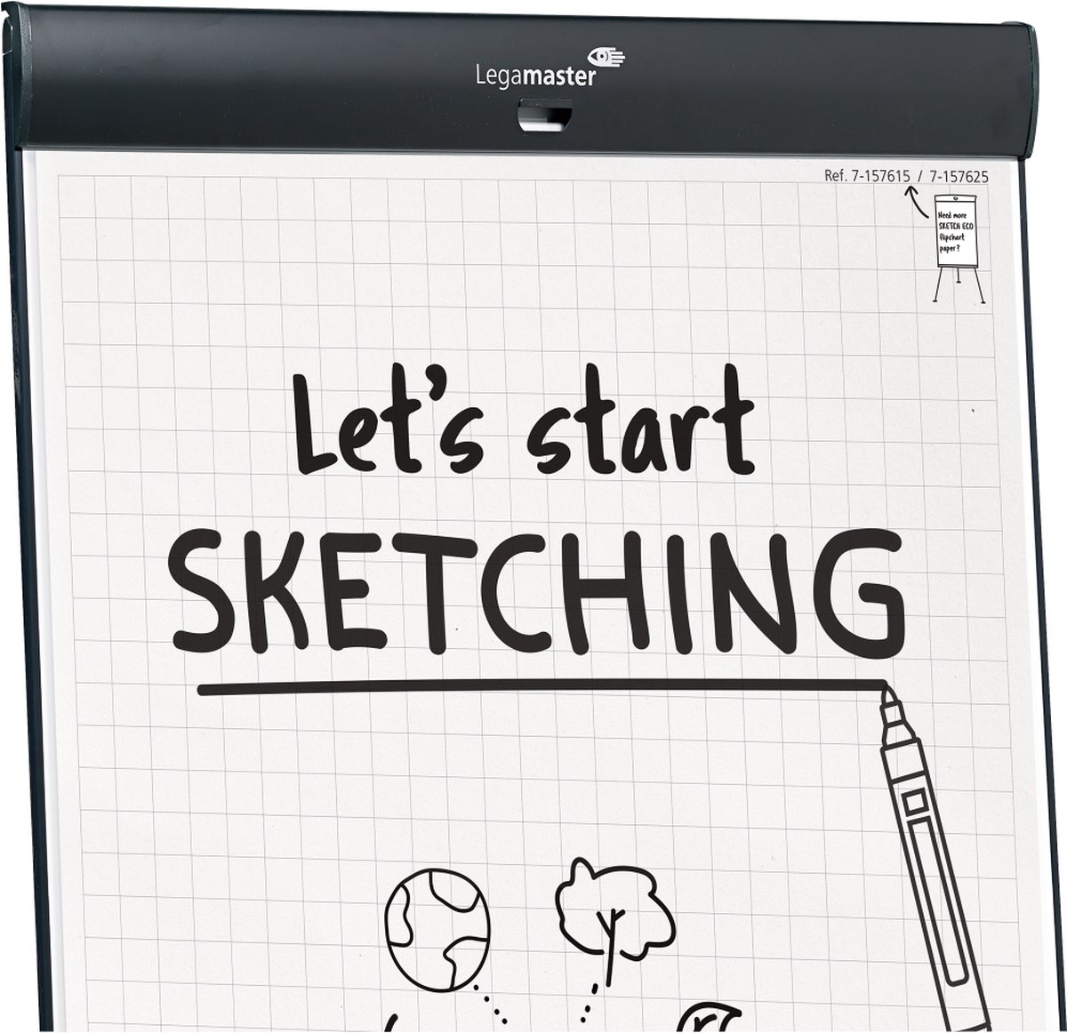 Legamaster SKETCH PRO flipover mobiel stervoet - inclusief SKETCH ECO-papierblok met raster & 2 edding 31 EcoLine flipchart markers thumbnail 5