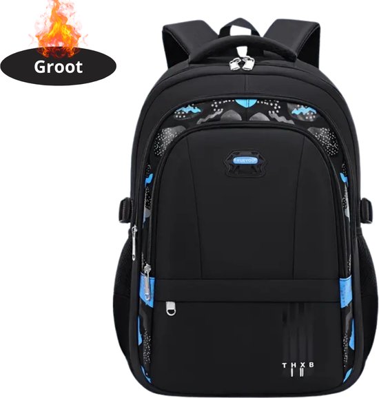 Lapotp Rugzak Zwart Groot - Waterdichte Schooltas Mannen Jongens Met Laptopvak 17 Inch - 35L