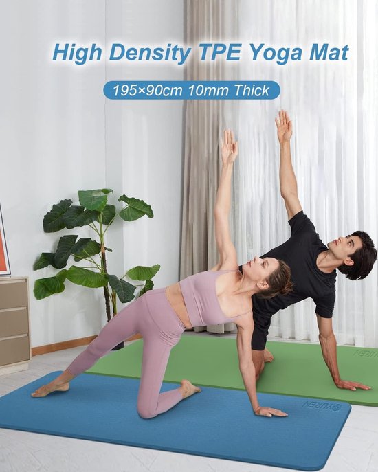 Antislip 195×90cm 10mm Dik TPE Fitness Mat XL Gymnastiekmat voor Cardio Pilates Home-oefenmat — afbeelding 3